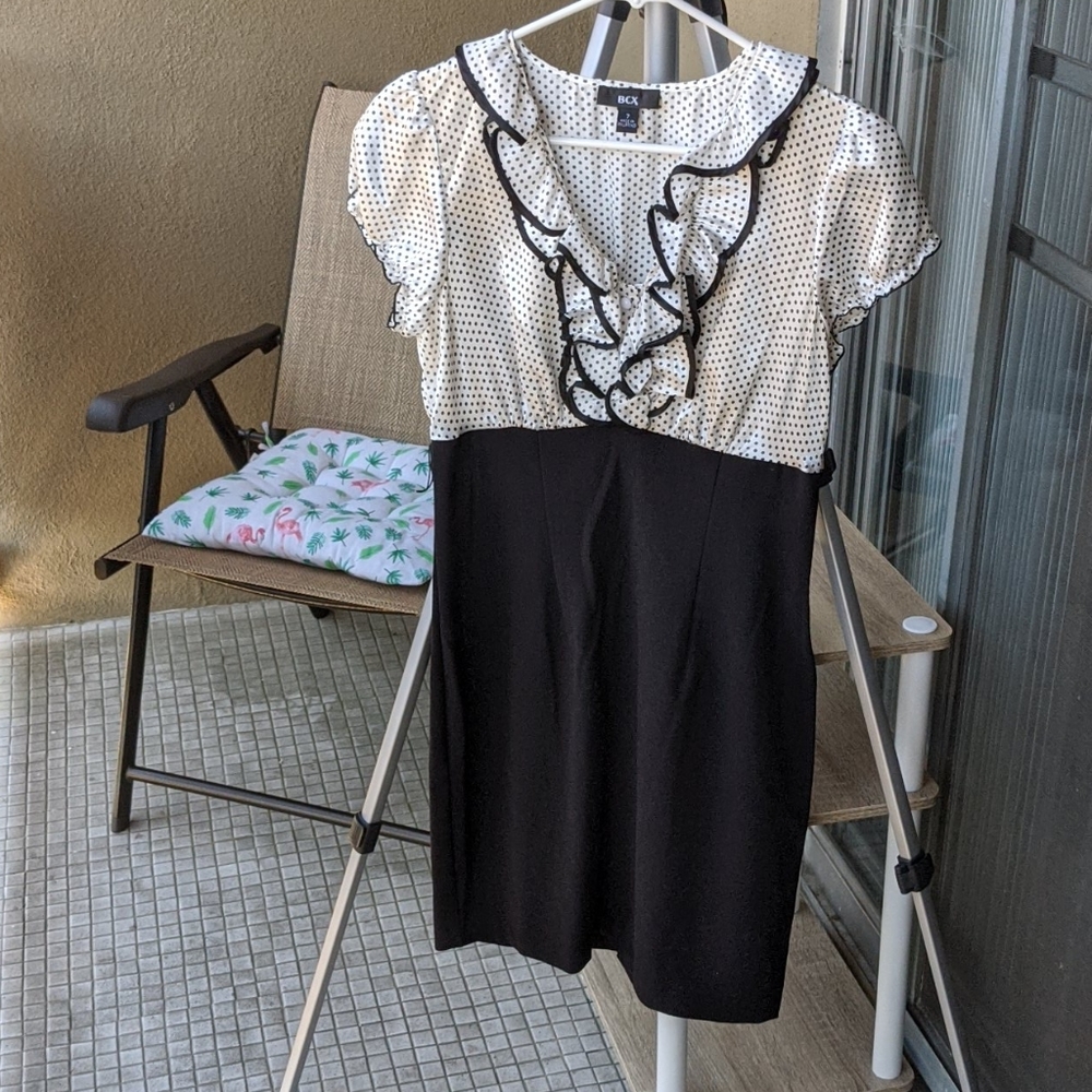 BCX black & white retro bodycon sheath dress sz 7